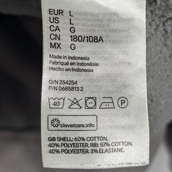 H&M Mens L Gray Relaxed Fit Fleece Lined Sweatshirt Crewneck Cotton Blend - Picture 3 of 4